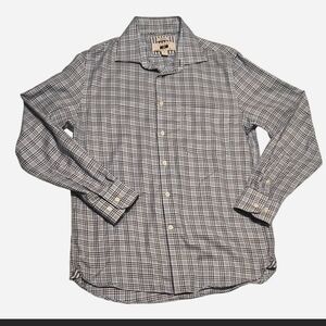 Joseph Abboud Gray and White Plaid Dress Shirt